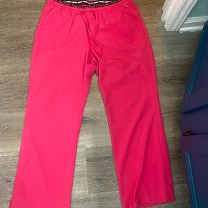 HeartSoul Women's Petite Scrub Pants in Bright Pink